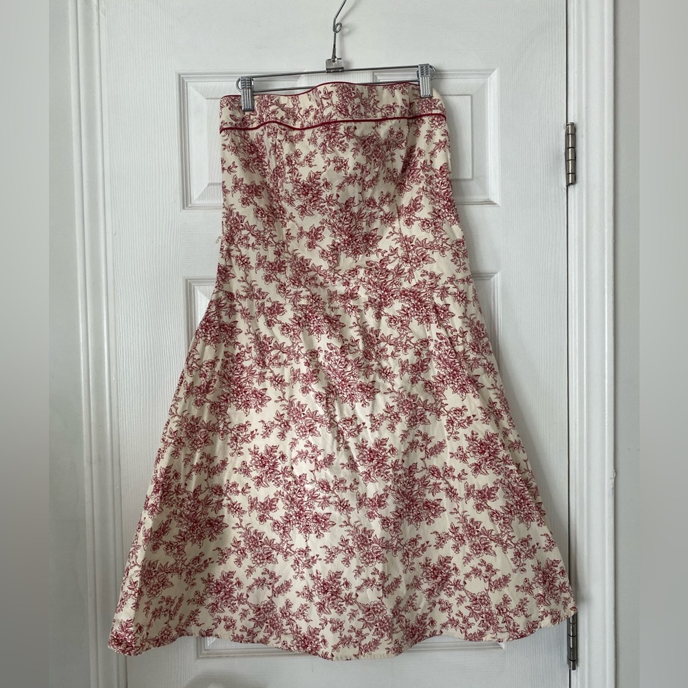 Red and White floral A-Line Dress